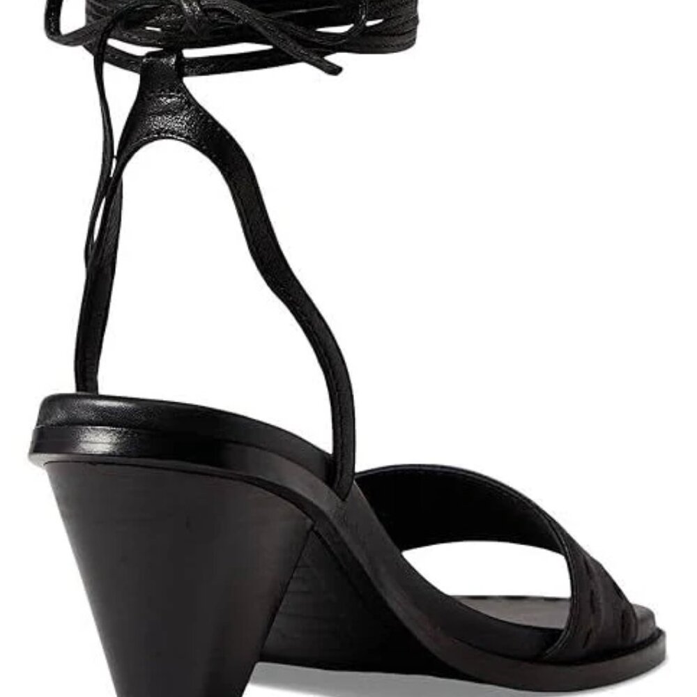 NEW FRYE Leather Estelle Ankle Tie Sandals black for women 567mn - Picture 4 of 10